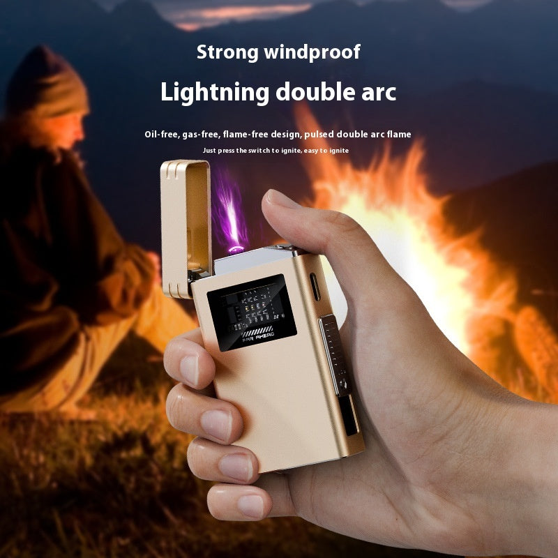 Power Bank Lighter Creative Personality Usb Electronic Lighter Metal Double - Security Equipment