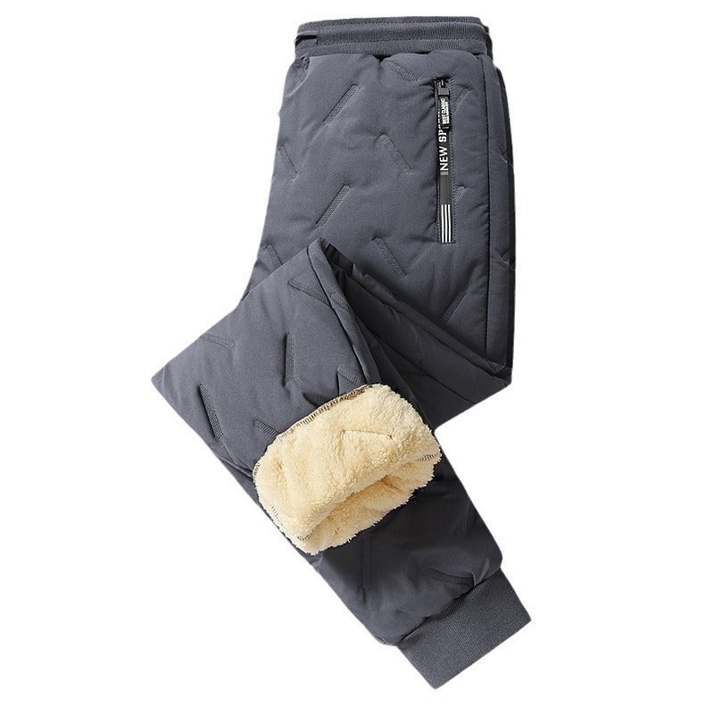 Winter Sweatwear Men Plush Thick Fleece Sweatpant Lambswool Thermal Trousers Casual Pants Waterproof Windproof Warm Cotton Pants - Security Equipment