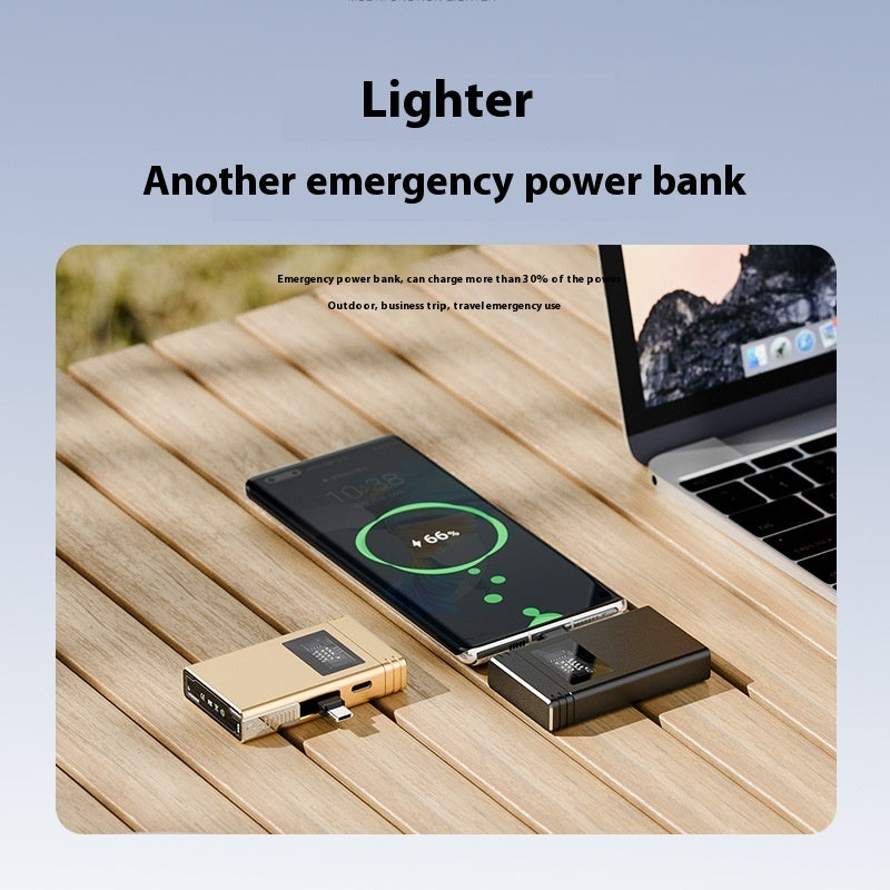 Power Bank Lighter Creative Personality Usb Electronic Lighter Metal Double - Security Equipment