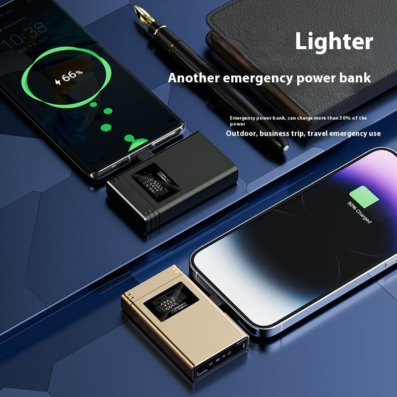 Power Bank Lighter Creative Personality Usb Electronic Lighter Metal Double - Security Equipment
