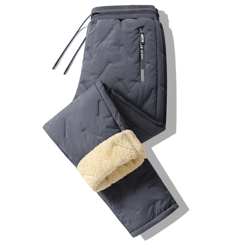 Winter Sweatwear Men Plush Thick Fleece Sweatpant Lambswool Thermal Trousers Casual Pants Waterproof Windproof Warm Cotton Pants - Security Equipment