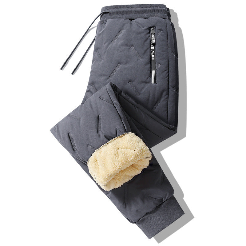 Winter Sweatwear Men Plush Thick Fleece Sweatpant Lambswool Thermal Trousers Casual Pants Waterproof Windproof Warm Cotton Pants - Security Equipment